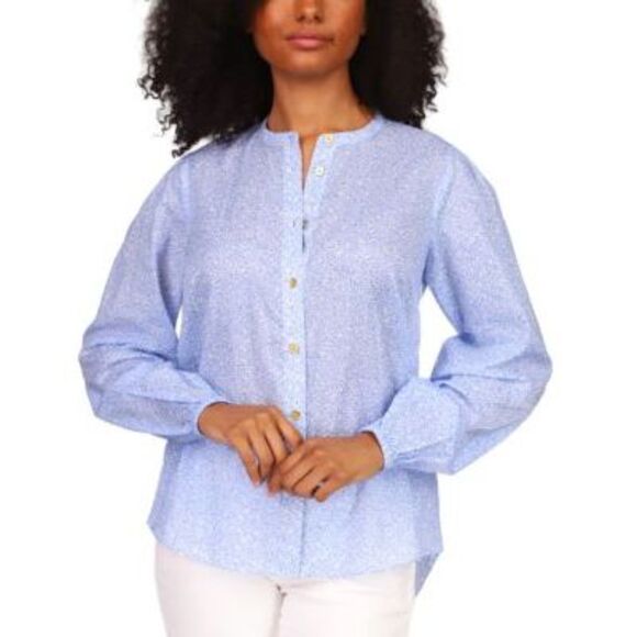 Michael Kors Cotton Printed Button-down Shirt In Crew Blue S - Picture 1 of 3